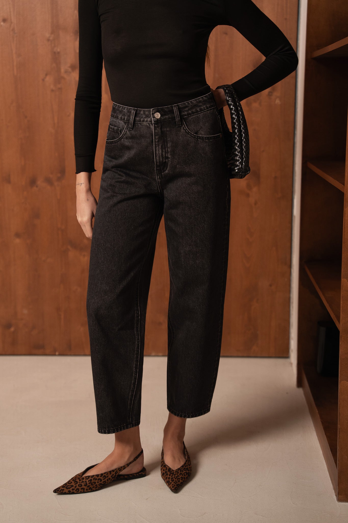 Jean Bony Barrel- Denim gris foncé