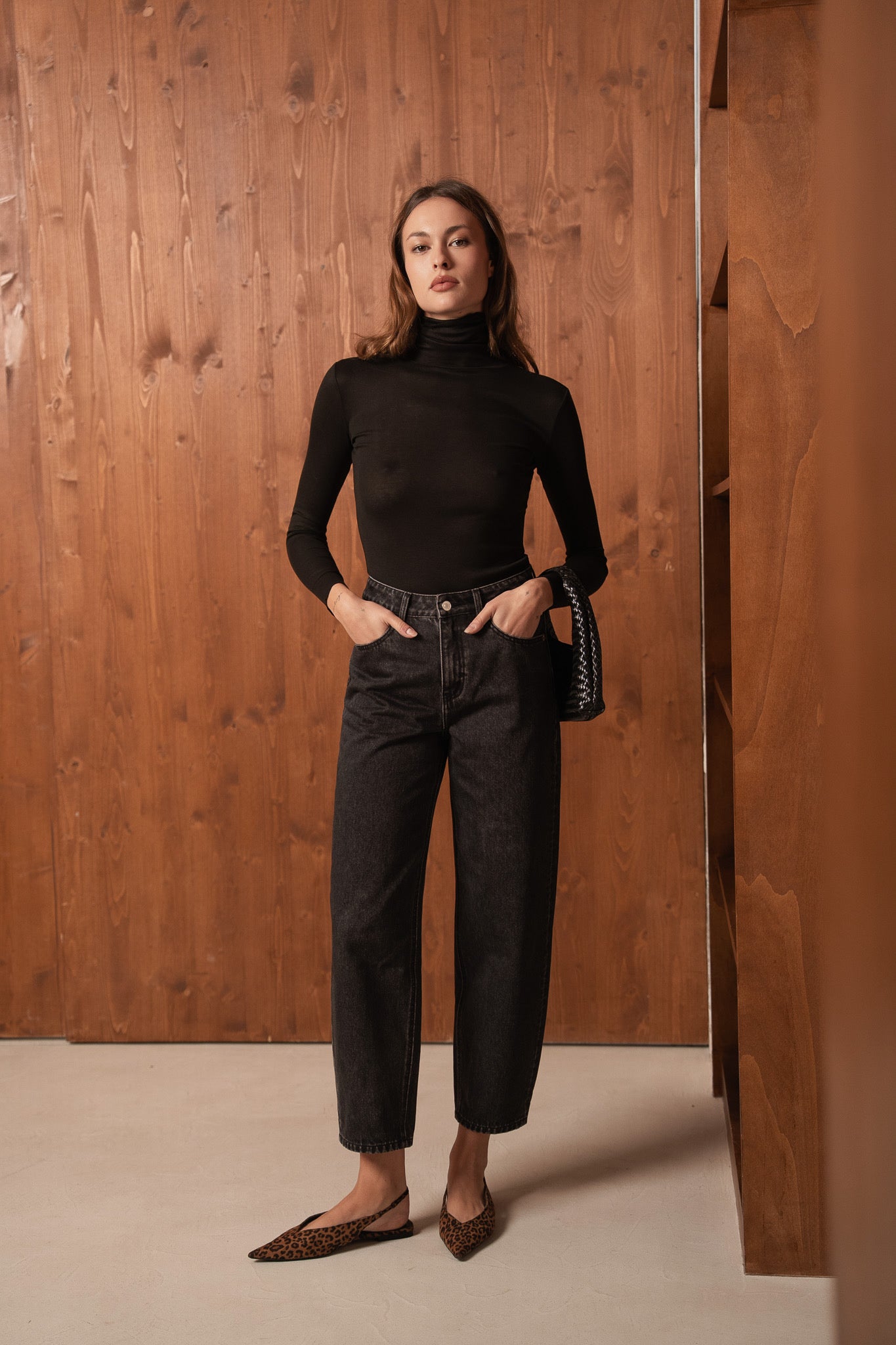 Jean Bony Barrel- Denim gris foncé