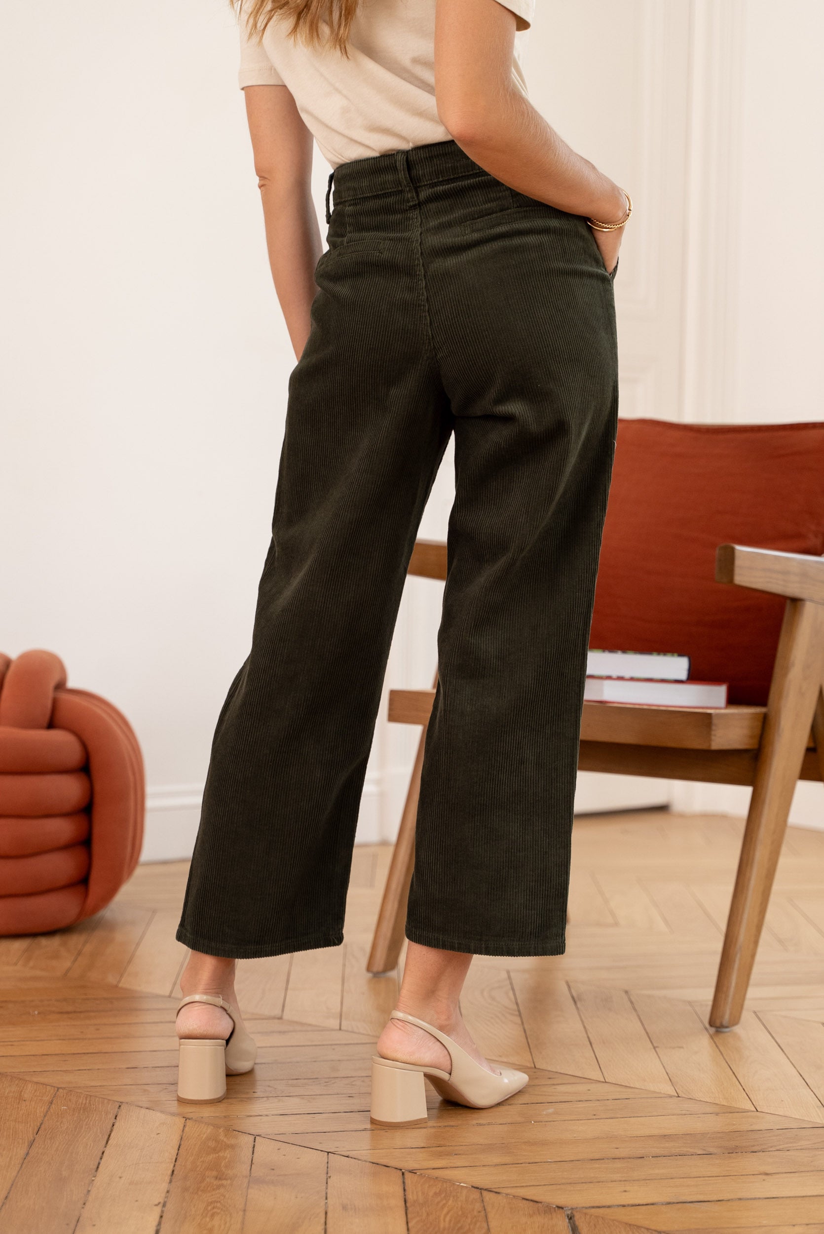 Pantalon Ella- Velours Kaki
