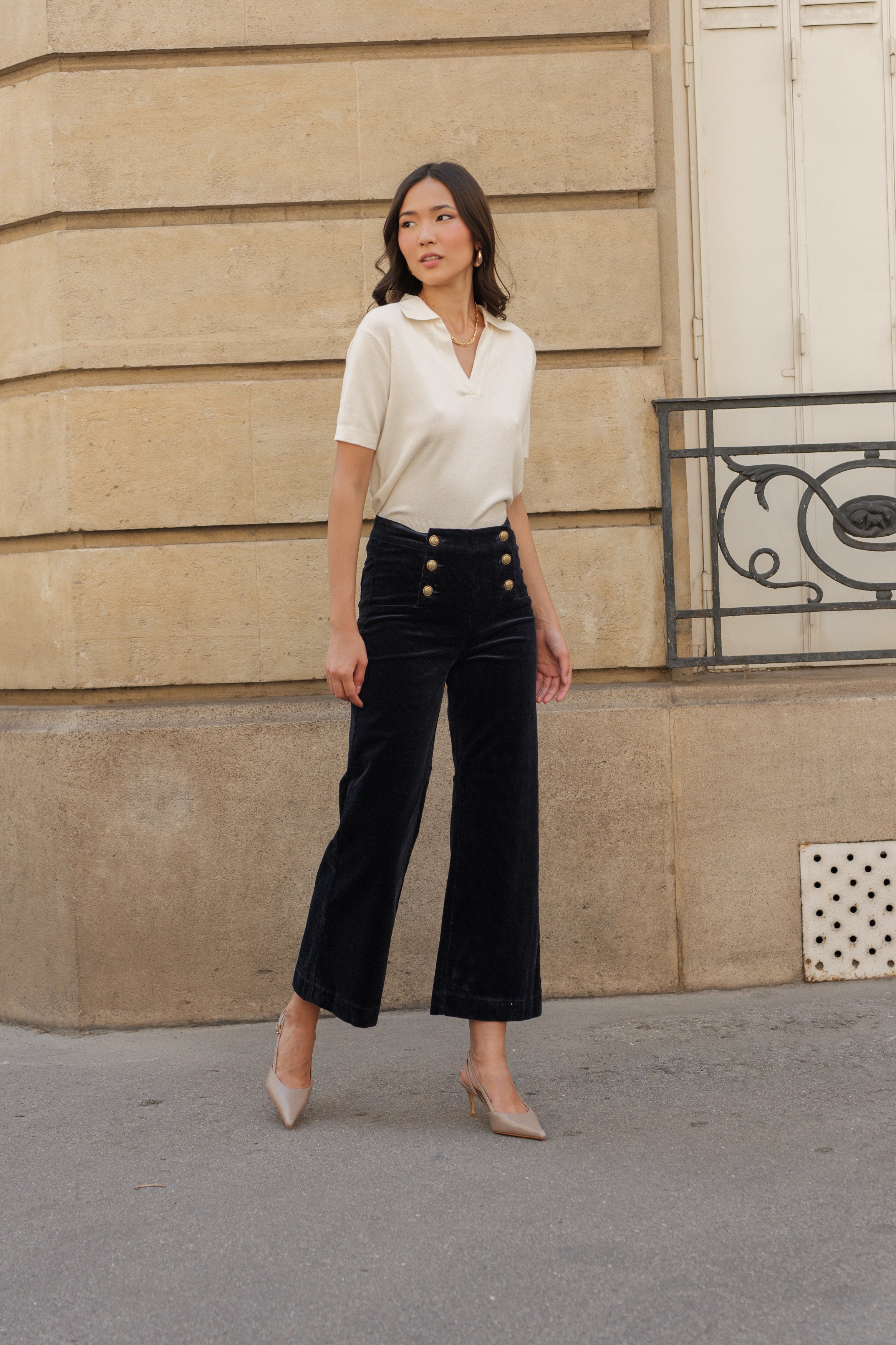 Pantalon Victorine- velours noir